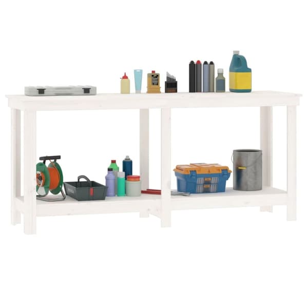 arbejdsbord 180x50x80 cm massivt fyrretræ hvid