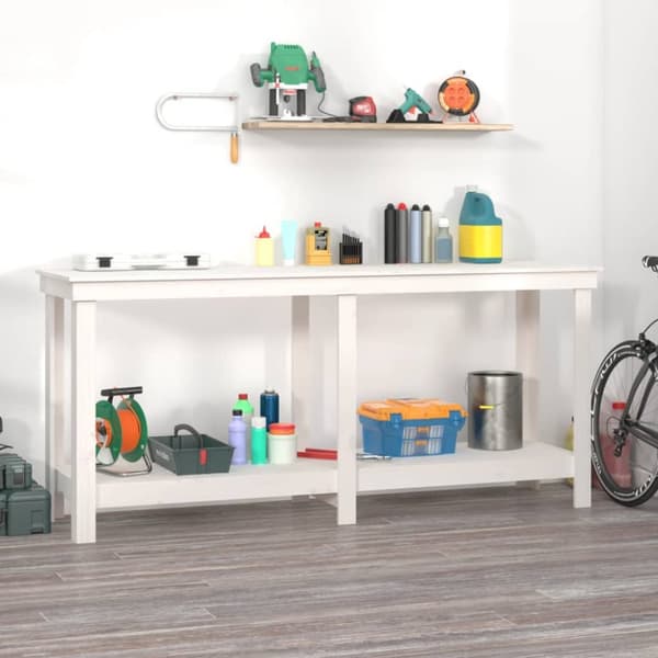 arbejdsbord 180x50x80 cm massivt fyrretræ hvid