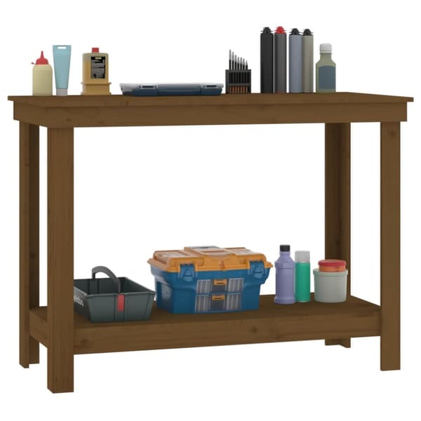 arbejdsbord 110x50x80 cm massivt fyrretræ gyldenbrun