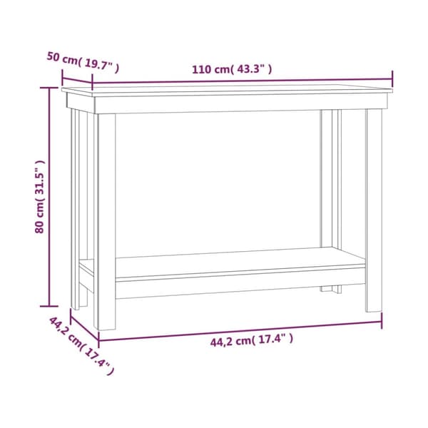 arbejdsbord 110x50x80 cm massivt fyrretræ gyldenbrun