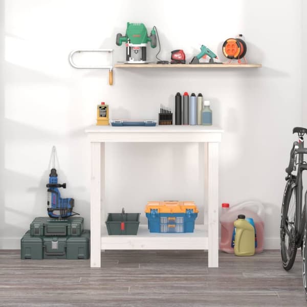 arbejdsbord 80x50x80 cm massivt fyrretræ hvid