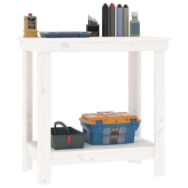 arbejdsbord 80x50x80 cm massivt fyrretræ hvid
