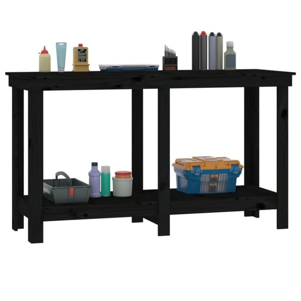 arbejdsbord 140x50x80 cm massivt fyrretræ sort