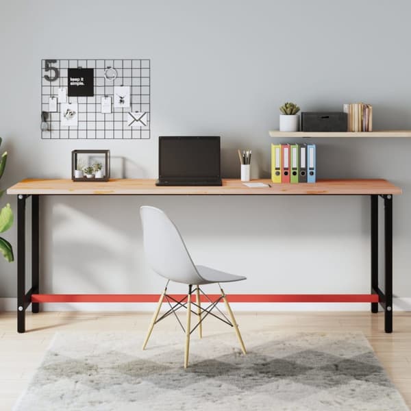 arbejdsbænk 220x55x81,5 cm massivt bøgetræ og metal