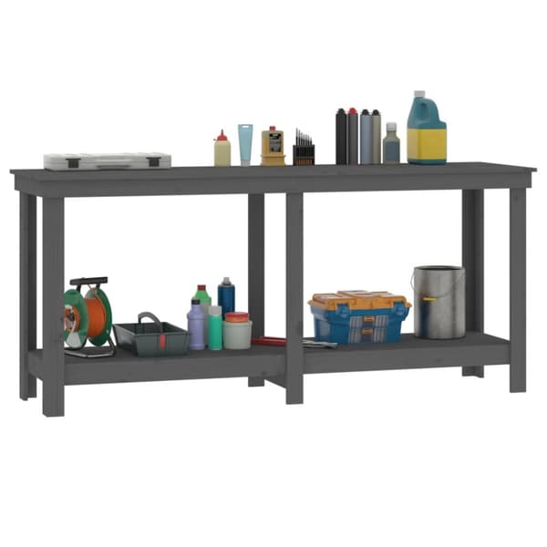 arbejdsbord 180x50x80 cm massivt fyrretræ grå