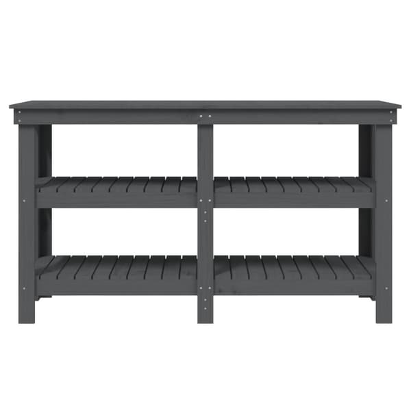 arbejdsbord 142,5x50x80 cm massivt fyrretræ grå