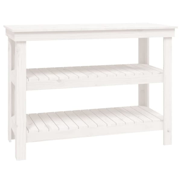arbejdsbord 110,5x50x80 cm massivt fyrretræ hvid