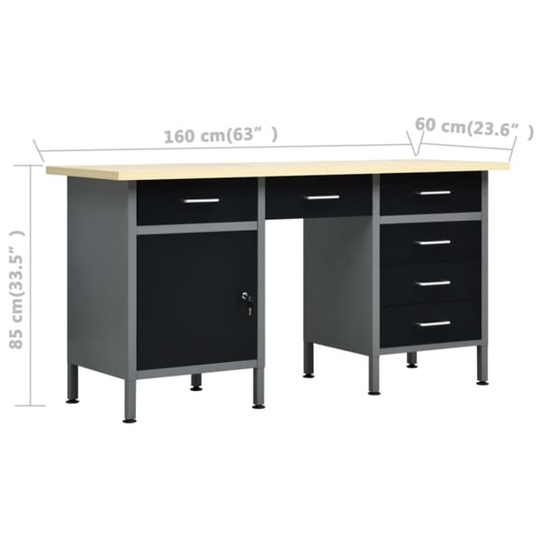 arbejdsbord 120x60x85 cm stål sort