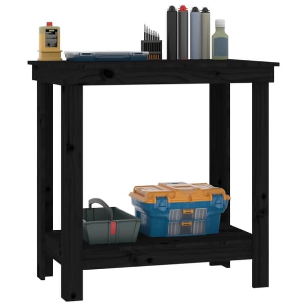 arbejdsbord 80x50x80 cm massivt fyrretræ sort