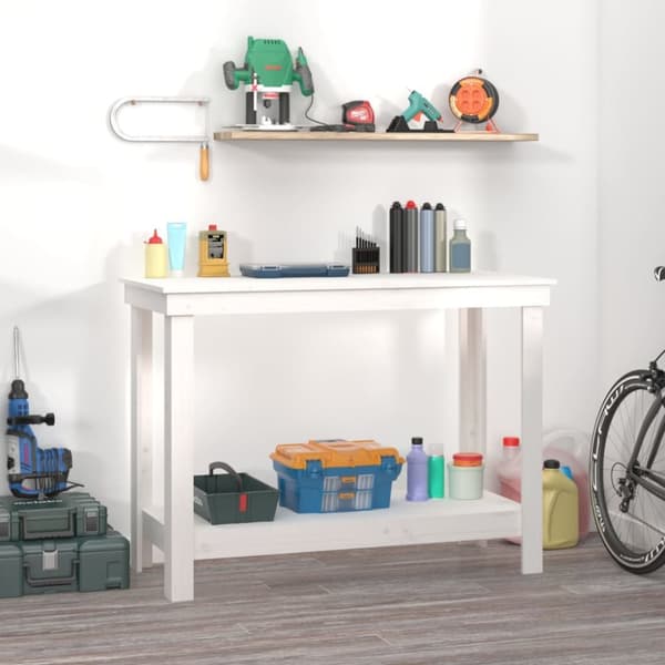 arbejdsbord 110x50x80 cm massivt fyrretræ hvid