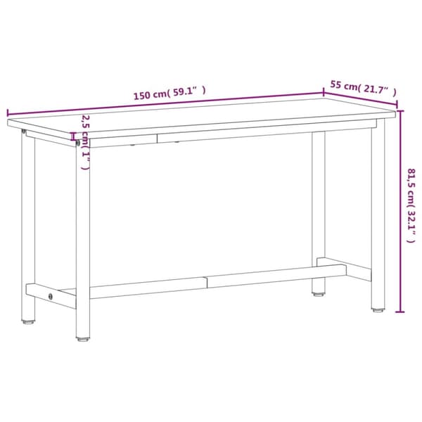 arbejdsbænk 150x55x81,5 cm massivt bøgetræ og metal