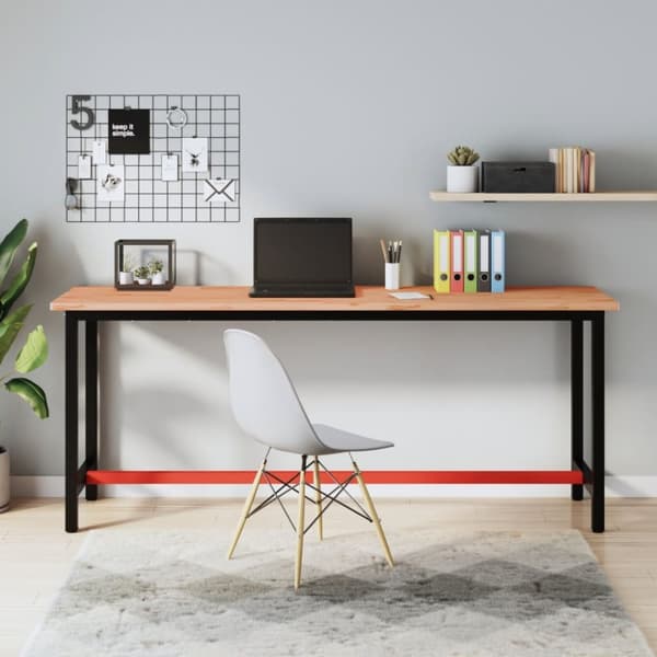 arbejdsbænk 200x55x81,5 cm massivt bøgetræ og metal