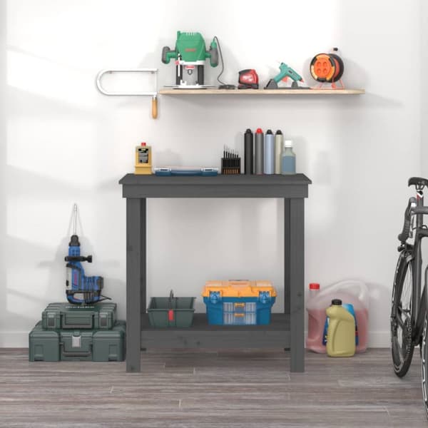 arbejdsbord 80x50x80 cm massivt fyrretræ grå