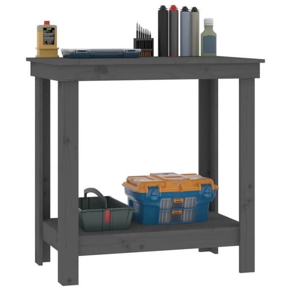 arbejdsbord 80x50x80 cm massivt fyrretræ grå