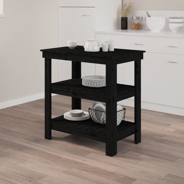 arbejdsbord 78,5x50x80 cm massivt fyrretræ sort