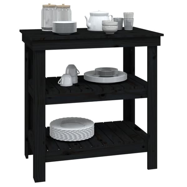 arbejdsbord 78,5x50x80 cm massivt fyrretræ sort