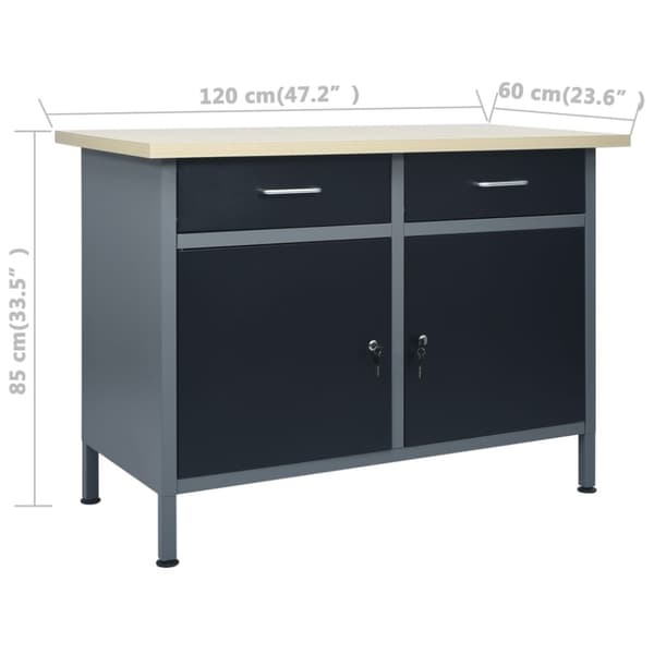 arbejdsbord 120x60x85 cm stål sort