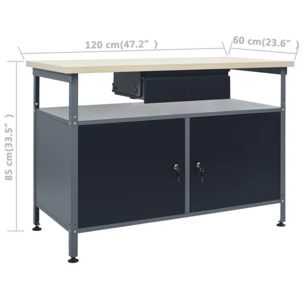 arbejdsbord 120x60x85 cm stål sort