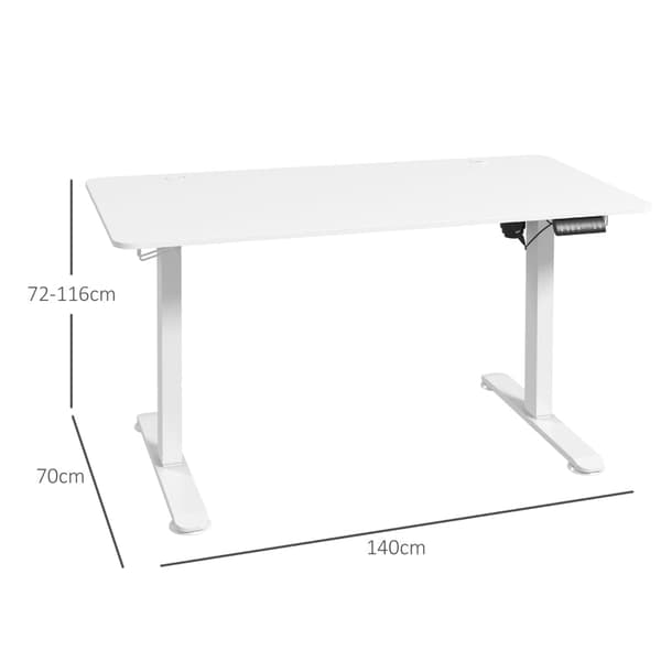 Rootz Vinsetto sähköinen seisomapöytä - korkeussäädettävä työpöytä - Ergonominen työpöytä - 4 esiasetettua korkeutta - Törmäyssuoja - 140cm x 70cm x 7