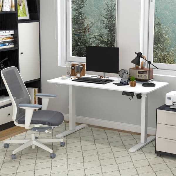Rootz Vinsetto sähköinen seisomapöytä - korkeussäädettävä työpöytä - Ergonominen työpöytä - 4 esiasetettua korkeutta - Törmäyssuoja - 140cm x 70cm x 7