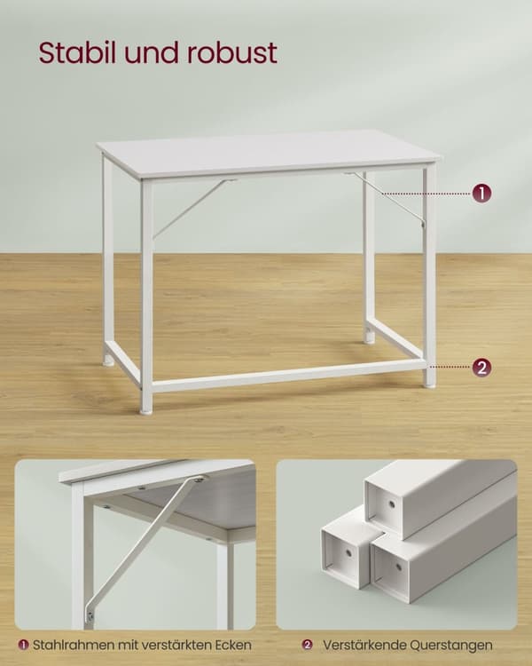 Rootz Maple White Skrivebord - Studiebord - Skrivebord - Spånplade og stålkonstruktion - Rummelig overflade - Nem montering - 50cm x 100cm x 76cm