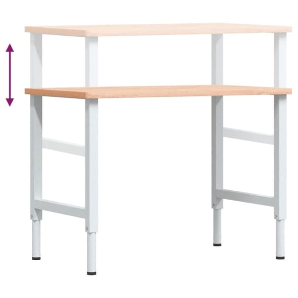 arbejdsbænk 100x60x(71,5-98) cm massivt bøgetræ rektangulær