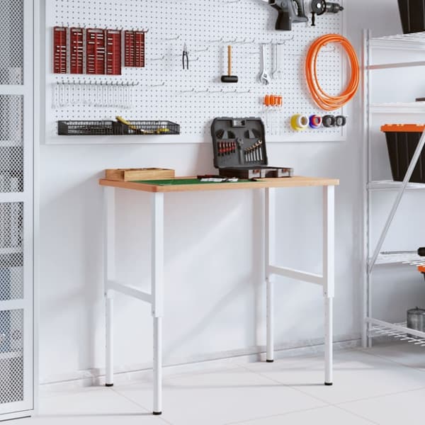 arbejdsbænk 100x60x(71,5-98) cm massivt bøgetræ rektangulær