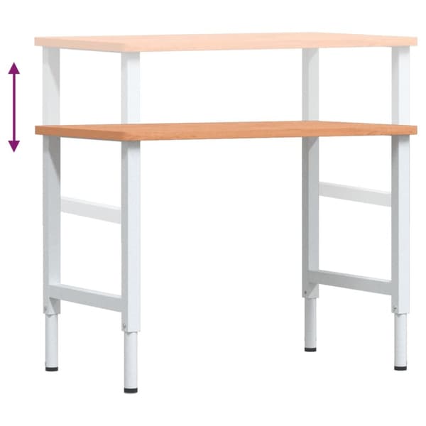 arbejdsbænk 100x60x(71,5-98) cm massivt bøgetræ rektangulær