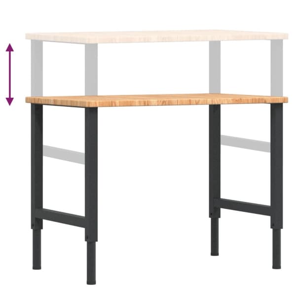 arbejdsbænk 100x60x(71,5-98) cm massivt egetræ rektangulær