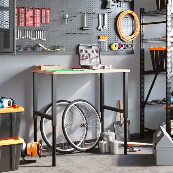 arbejdsbænk 100x60x(71,5-98) cm massivt bøgetræ rektangulær