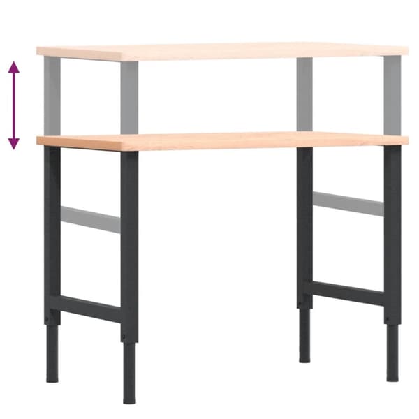 arbejdsbænk 100x60x(71,5-98) cm massivt bøgetræ rektangulær