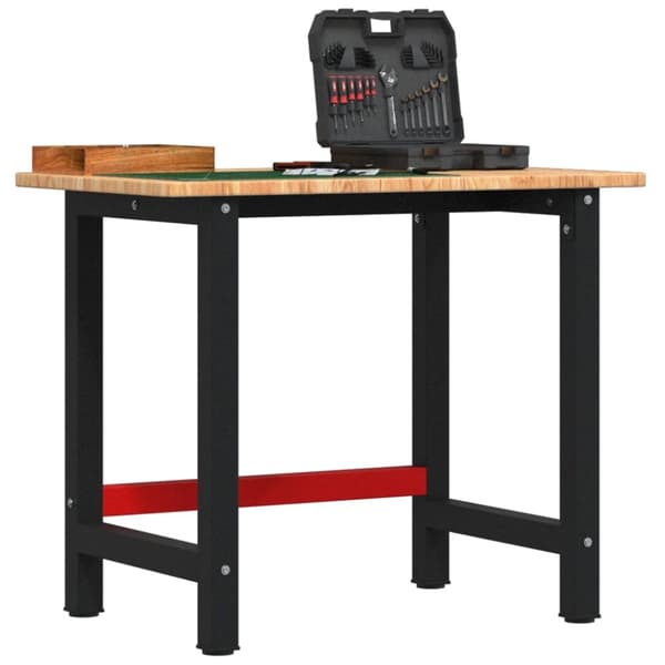 arbejdsbænk 100x60x81,5 cm massivt egetræ rektangulær lysebrun