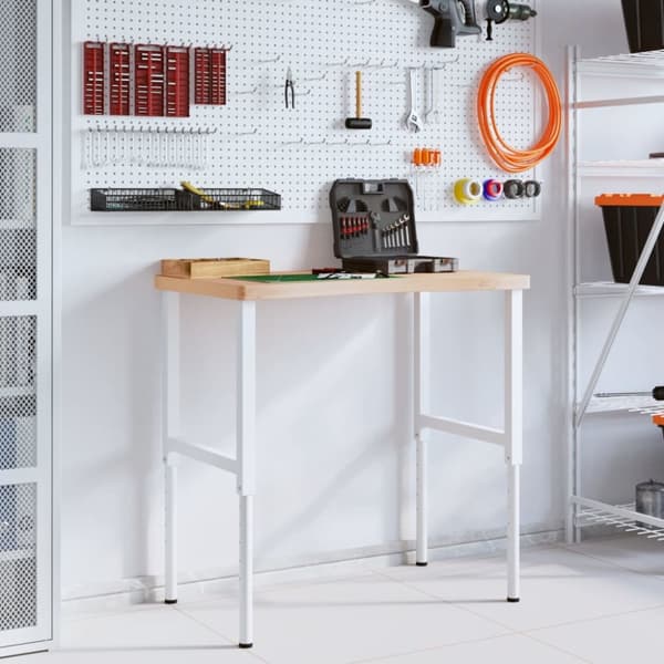 Arbetsbänk 100x(55-60)x(73-99,5) cm massivt bokträ