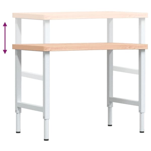 Arbetsbänk 100x(55-60)x(73-99,5) cm massivt bokträ