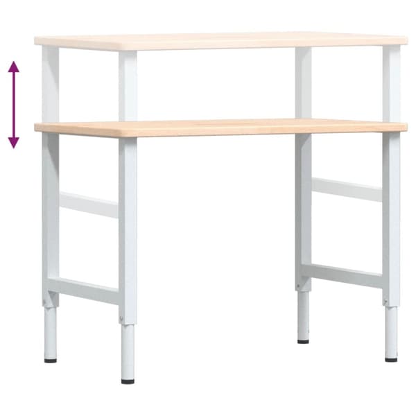 arbejdsbænk 100x60x(71,5-98) cm massivt egetræ rektangulær