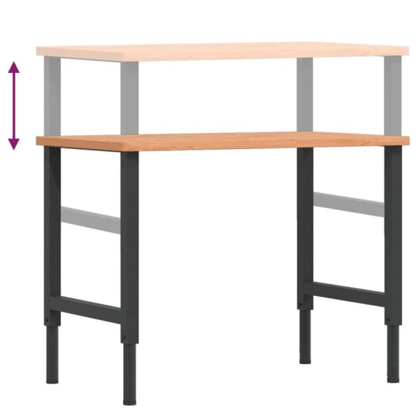 arbejdsbænk 100x60x(71,5-98) cm massivt bøgetræ rektangulær