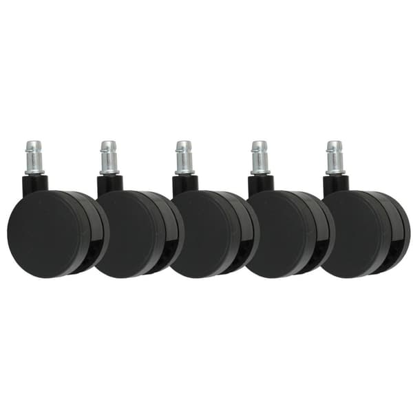 Rootz set med 5 hjul för kontorsstol svart stift 11mm-diameter 60mm mjuka golvhjul svängbara stolshjul stolshjul
