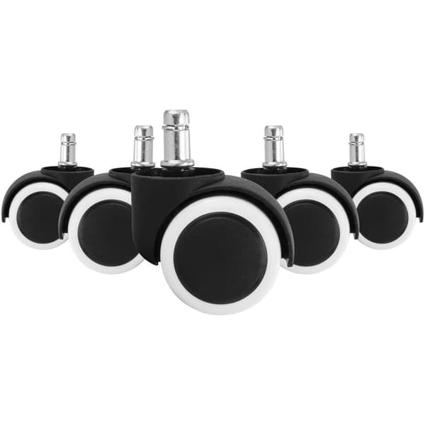 Rootz sæt af 5 glat- hårdt gulv til kontorstol 11 mm pin - diameter 50 mm - Hvide premium kontorstolehjul - Drejelige stolehjul til hårde gulve
