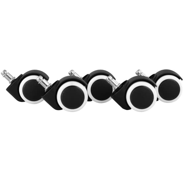 Rootz sæt af 5 glat- hårdt gulv til kontorstol 11 mm pin - diameter 50 mm - Hvide premium kontorstolehjul - Drejelige stolehjul til hårde gulve
