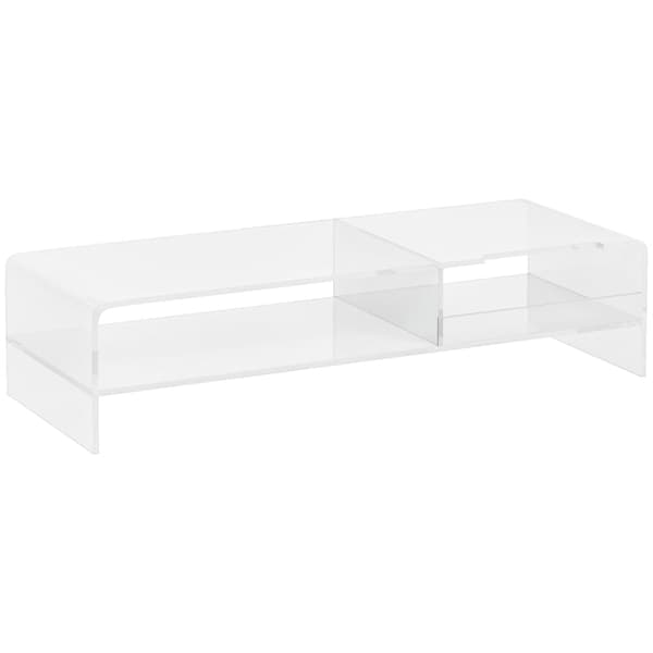 Rootz-skærmstativ - med tastaturrum - Gennemsigtig - Til skærme op til 24 tommer - 2 niveauer - Akryl - 50,8 x 19 x 12 cm