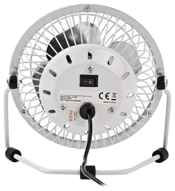 NEDIS mini ventilátor/ průměr 10 cm/ výkon 3 W/ napájení přes USB/ kabel 1 m/ kovový/ bílý