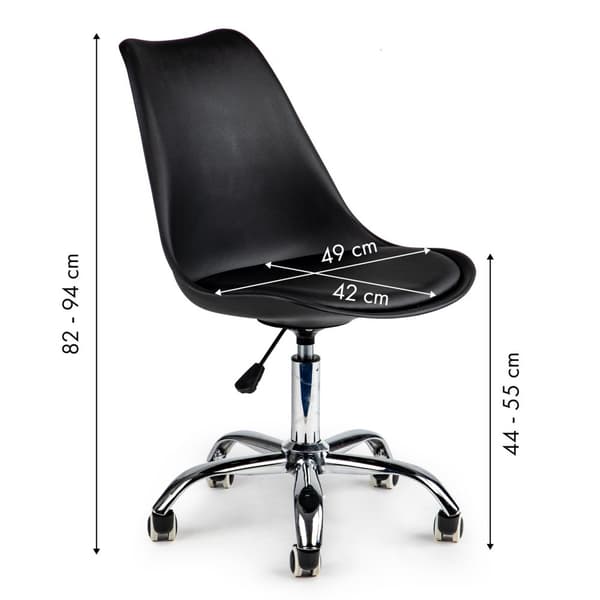 Ergonominen korkeasarjainen toimistotuoli, säädettävä korkeus ja kromikoristeet - musta