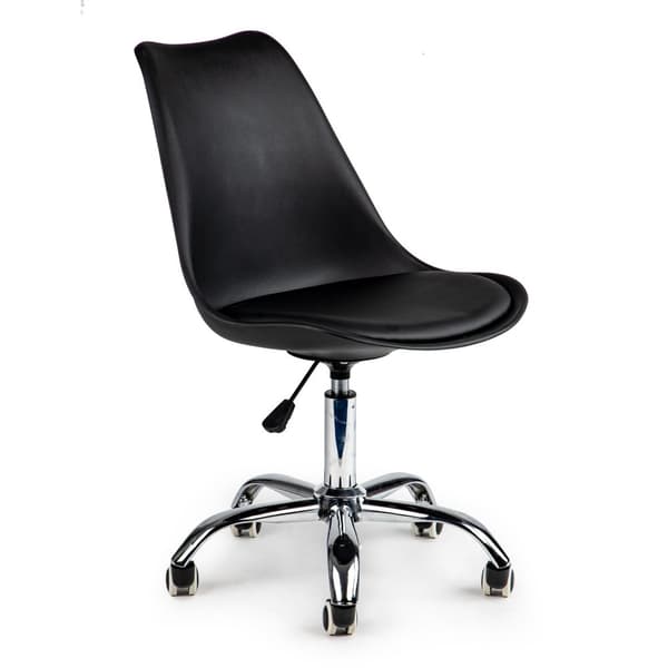 Ergonominen korkeasarjainen toimistotuoli, säädettävä korkeus ja kromikoristeet - musta