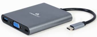 Gembird USB Type-C 6-in-1 multi-port Adapter + Card Reader Space Grey