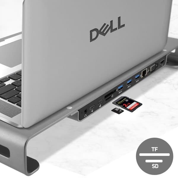 Swissten Multifunctional USB-C Laptop Docking Station / HDMI / USB 3.0 / 2x USB-C / RJ45 / SD / Micro SD / VGA / Audio