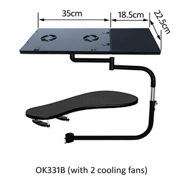 Multifunktionel Laptop Skrivebordsholder, Fuldt Bevægelse, Rustfrit Stål, OK331 SORT