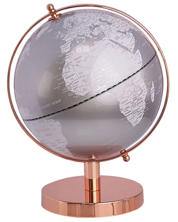 Karttapallo hopea/ruusukulta synteettinen materiaali 28 cm metallijalka moderni tyyli