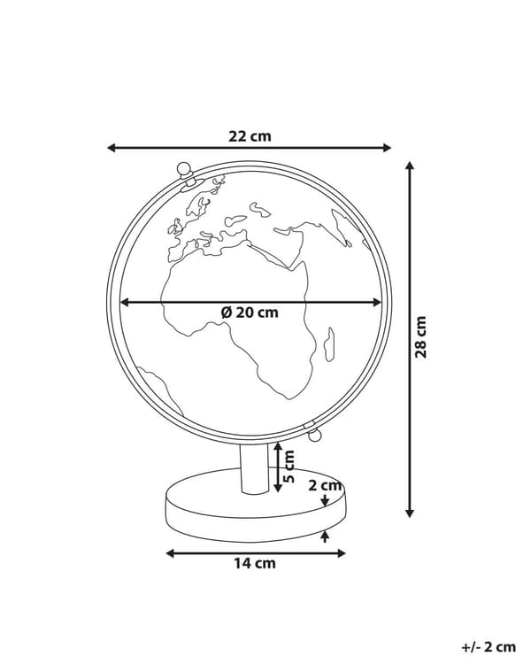 Karttapallo musta/ruusukulta synteettinen materiaali 28 cm metallijalka moderni tyyli
