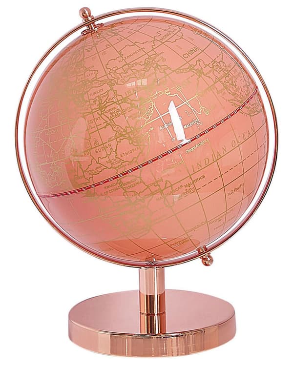 Karttapallo vaaleanpunainen/ruusukulta synteettinen materiaali 28 cm metallijalka moderni tyyli