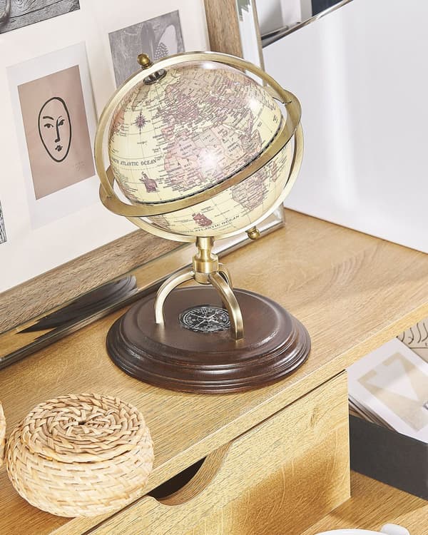 Dekorativ Vintage Globus Beige 16 cm Traditionel